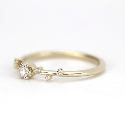 Simple diamond ring, delicate engagement ring | R250WD - NOOI JEWELRY