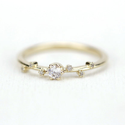 Simple diamond ring, delicate engagement ring | R250WD - NOOI JEWELRY