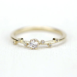 Simple diamond ring, delicate engagement ring | R250WD - NOOI JEWELRY