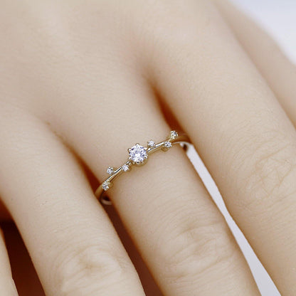 Simple diamond ring, delicate engagement ring | R250WD - NOOI JEWELRY