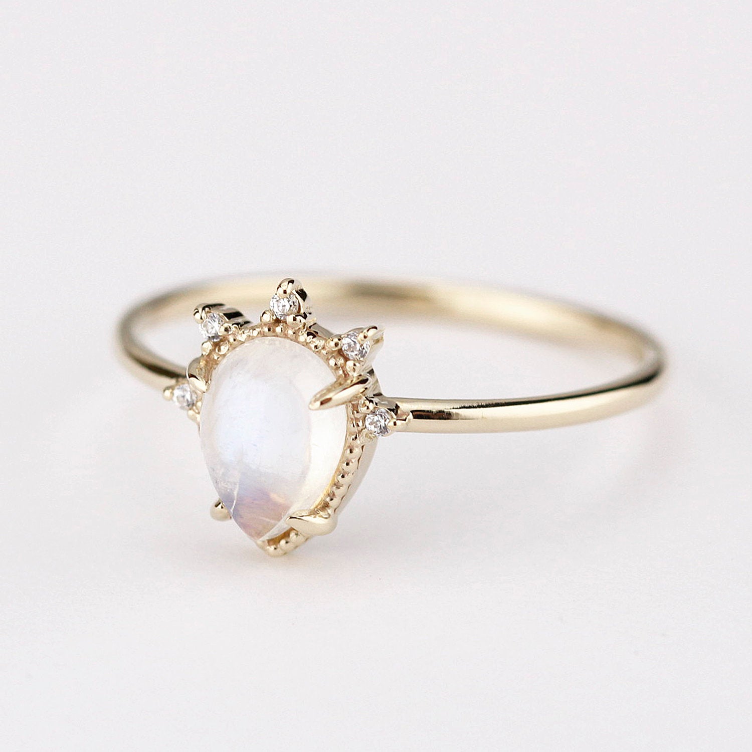 teardrop engagement ring moonstone | R258MOO - NOOI JEWELRY