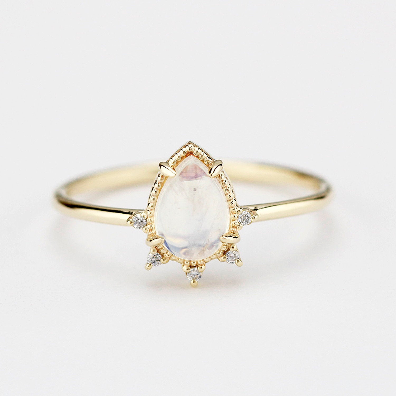 teardrop engagement ring moonstone | R258MOO - NOOI JEWELRY