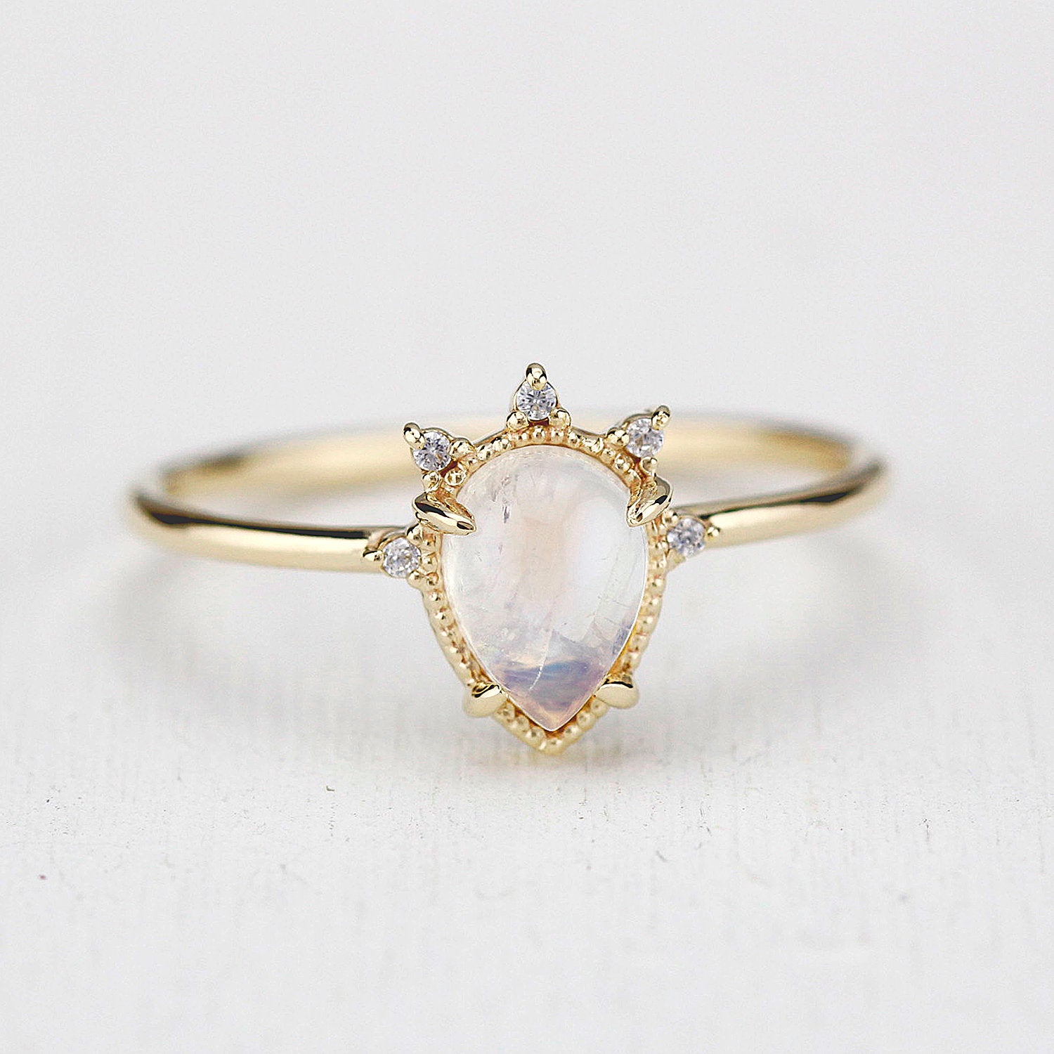 teardrop engagement ring moonstone | R258MOO - NOOI JEWELRY