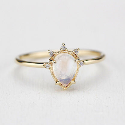 teardrop engagement ring moonstone | R258MOO - NOOI JEWELRY