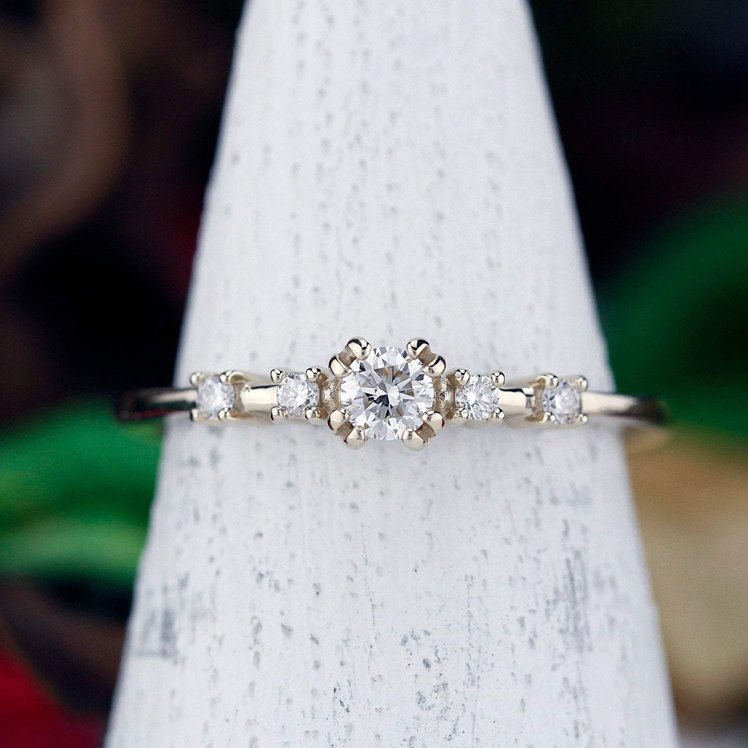 delicate engagement ring, minimalist white gold ring, dainty engagement ring | R246NWG - NOOI JEWELRY