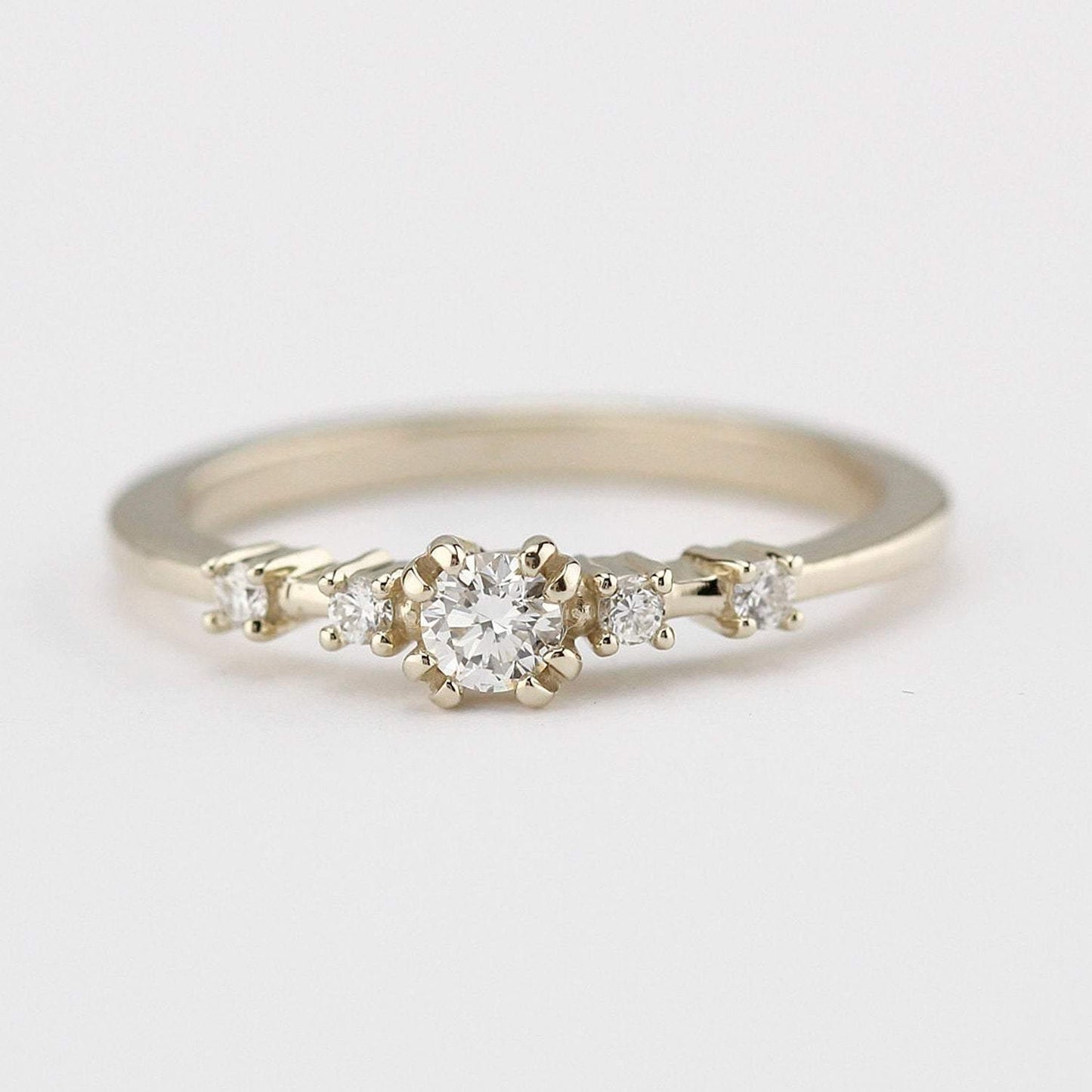 delicate engagement ring, minimalist white gold ring, dainty engagement ring | R246NWG - NOOI JEWELRY