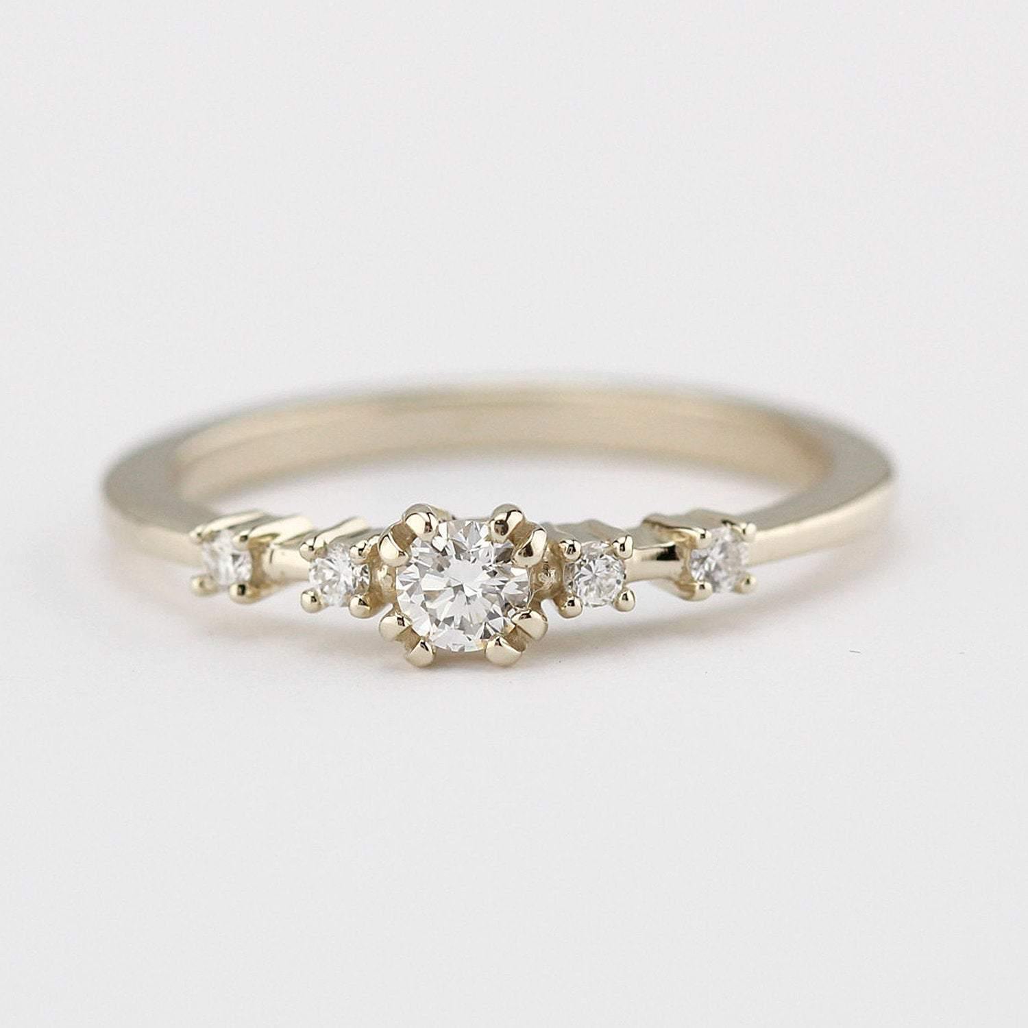 delicate engagement ring, minimalist white gold ring, dainty engagement ring | R246NWG - NOOI JEWELRY