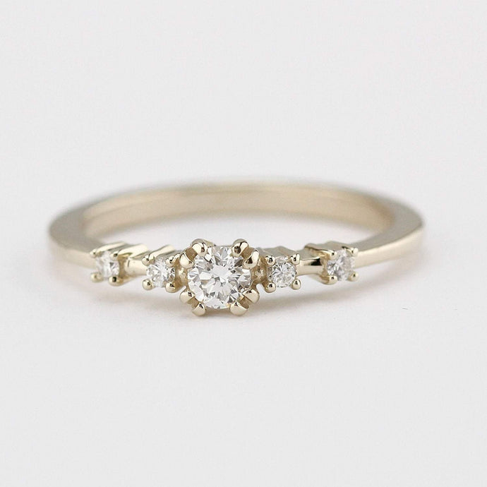 delicate engagement ring, minimalist white gold ring, dainty engagement ring | R246NWG - NOOI JEWELRY