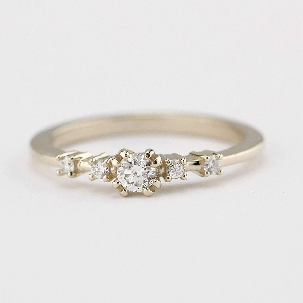 delicate engagement ring, minimalist white gold ring, dainty engagement ring | R246NWG - NOOI JEWELRY