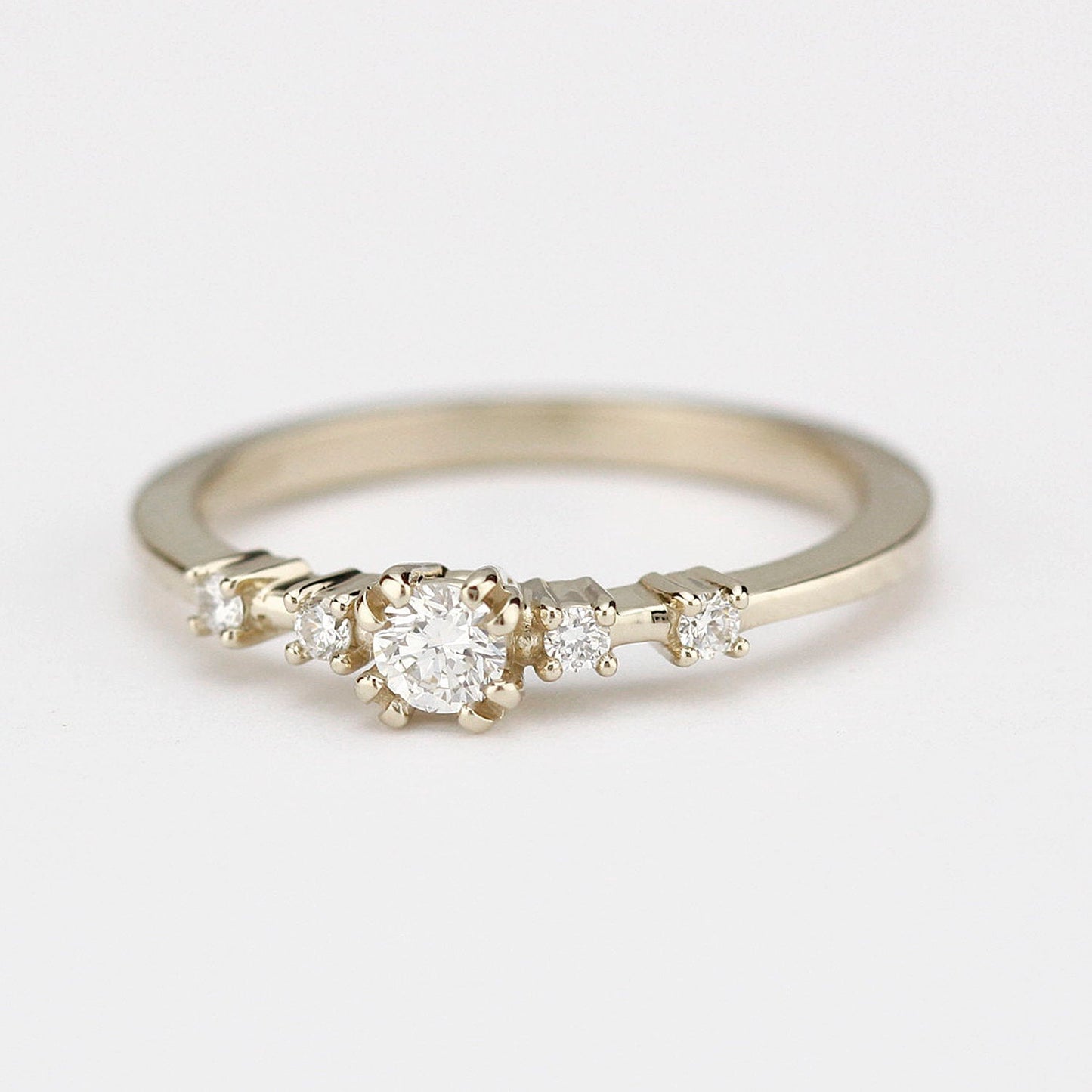 delicate engagement ring, minimalist white gold ring, dainty engagement ring | R246NWG - NOOI JEWELRY