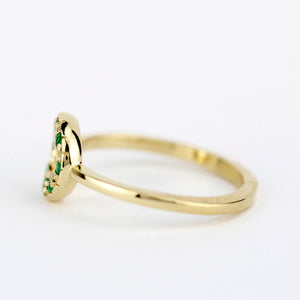 open circle engagement ring emerald - NOOI JEWELRY
