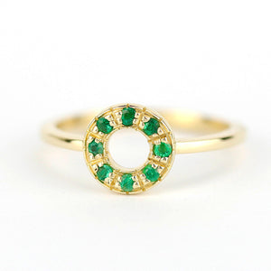 open circle engagement ring emerald - NOOI JEWELRY