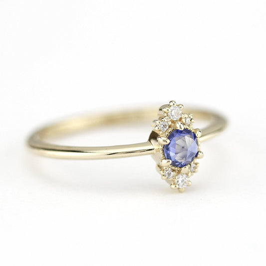 Delicate engagement ring, blue sapphire engagement ring, unique engagement ring, simple engagement ring, delicate ring blue sapphire - NOOI JEWELRY