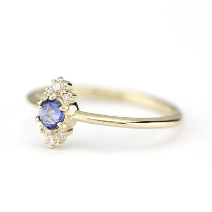 Delicate engagement ring, blue sapphire engagement ring, unique engagement ring, simple engagement ring, delicate ring blue sapphire - NOOI JEWELRY