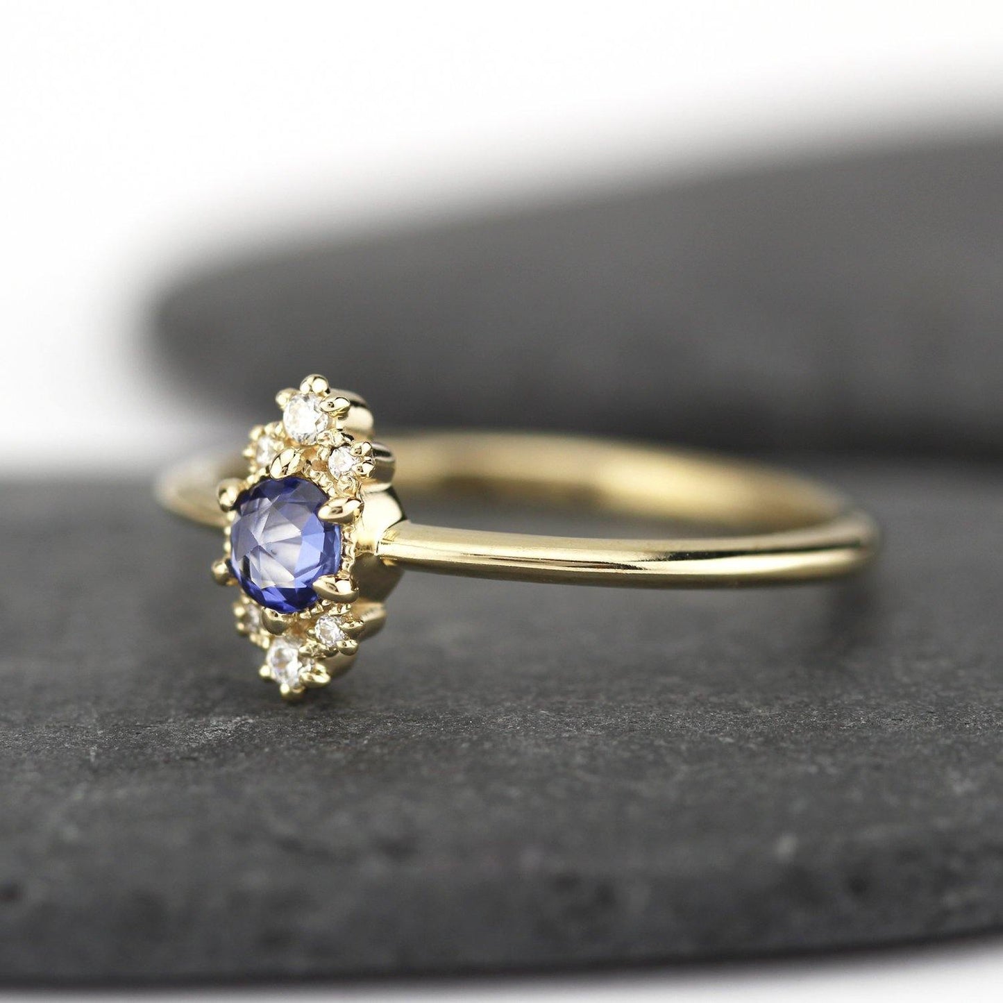 Delicate engagement ring, blue sapphire engagement ring, unique engagement ring, simple engagement ring, delicate ring blue sapphire - NOOI JEWELRY
