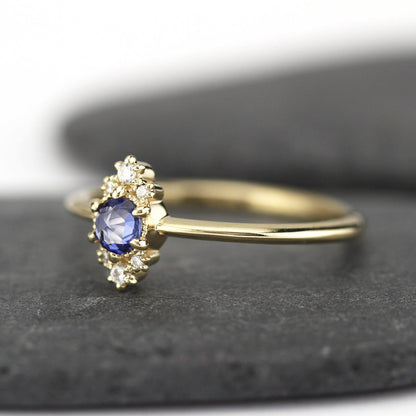 Delicate engagement ring, blue sapphire engagement ring, unique engagement ring, simple engagement ring, delicate ring blue sapphire - NOOI JEWELRY