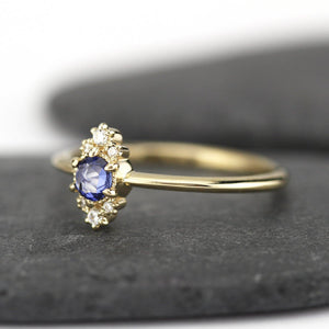 Delicate engagement ring, blue sapphire engagement ring, unique engagement ring, simple engagement ring, delicate ring blue sapphire - NOOI JEWELRY