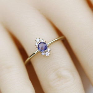 Delicate engagement ring, blue sapphire engagement ring, unique engagement ring, simple engagement ring, delicate ring blue sapphire - NOOI JEWELRY