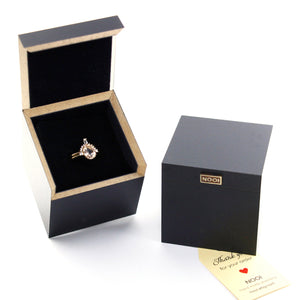 three stone engagement ring aquamarine 18k white gold - NOOI JEWELRY