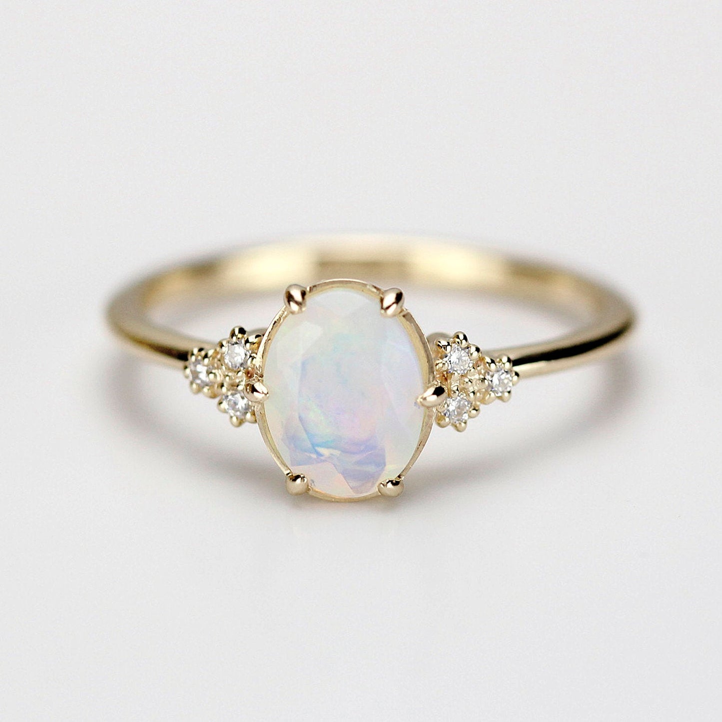 oval opal engagement ring diamonds - NOOI JEWELRY