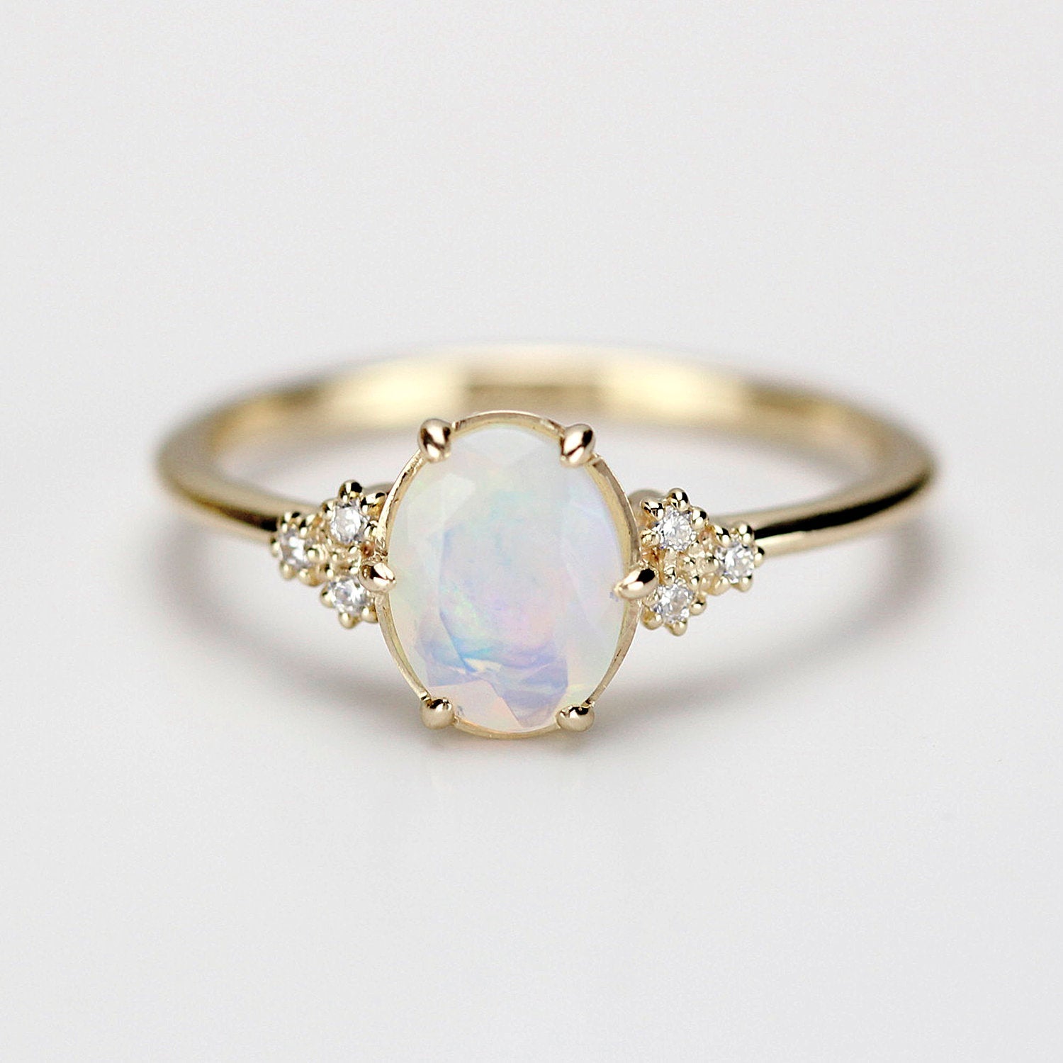 oval opal engagement ring diamonds - NOOI JEWELRY