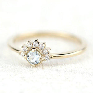 aquamarine and diamond cluster ring - NOOI JEWELRY