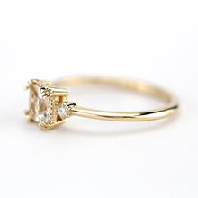 Load image into Gallery viewer, White topaz and diamond ring, princess cut engagement ring 18k gold and diamonds - NOOI JEWELRY