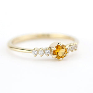 Citrine and diamond ring, November Birthstone engagement ring - NOOI JEWELRY