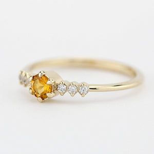 Citrine and diamond ring, November Birthstone engagement ring - NOOI JEWELRY