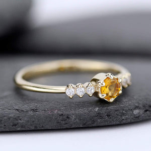 Citrine and diamond ring, November Birthstone engagement ring - NOOI JEWELRY