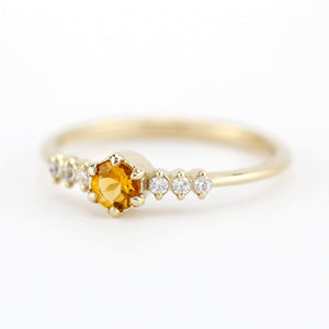 Citrine and diamond ring, November Birthstone engagement ring - NOOI JEWELRY