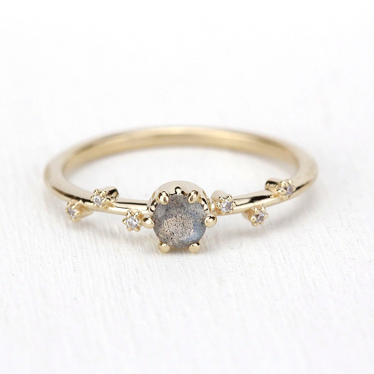 simple diamond ring, labradorite engagement ring, minimalist engagement ring, delicate diamond ring, unique modern ring, simple ring