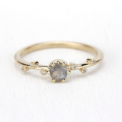 simple diamond ring, labradorite engagement ring, minimalist engagement ring, delicate diamond ring, unique modern ring, simple ring