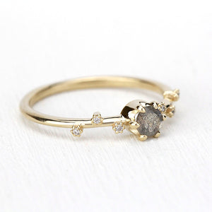 simple diamond ring, labradorite engagement ring, minimalist engagement ring, delicate diamond ring, unique modern ring, simple ring