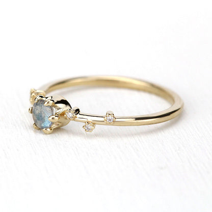 simple diamond ring, labradorite engagement ring, minimalist engagement ring, delicate diamond ring, unique modern ring, simple ring