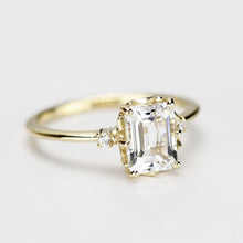 Load image into Gallery viewer, diamond engagement ring, emerald cut engagement ring, minimalist engagement ring, engagement ring, delicate ring, unique engagement ring - NOOI JEWELRY
