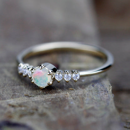 engagement ring opal diamond - NOOI JEWELRY