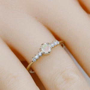 engagement ring opal diamond - NOOI JEWELRY