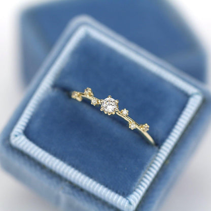 Simple diamond ring, delicate engagement ring | R250WD - NOOI JEWELRY