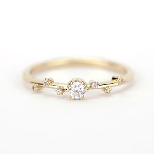 Simple diamond ring, delicate engagement ring | R250WD - NOOI JEWELRY