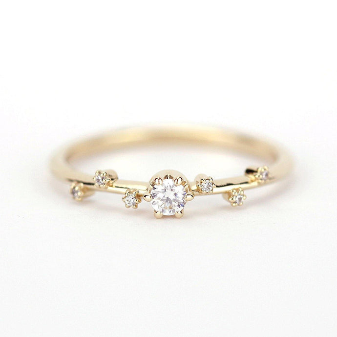 Simple Engagement Ring, Engagement Ring Gold Diamond, Delicate Engagement  Ring, Dainty Engagement Ring, Minimalist Engagement Ring R 298WD 