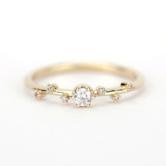 Simple diamond ring, delicate engagement ring | R250WD - NOOI JEWELRY