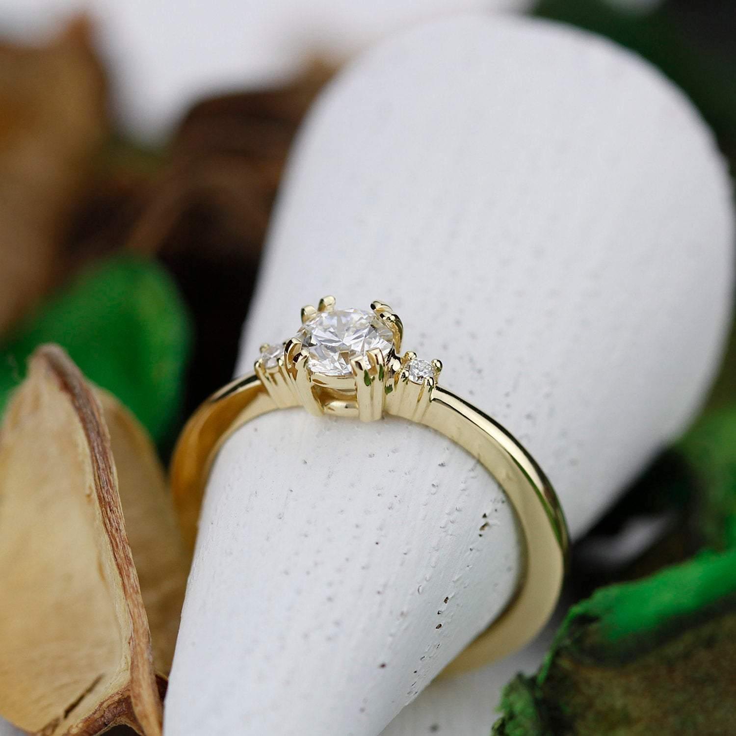 engagement ring diamond, simple classic engagement ring | R238WD - NOOI JEWELRY