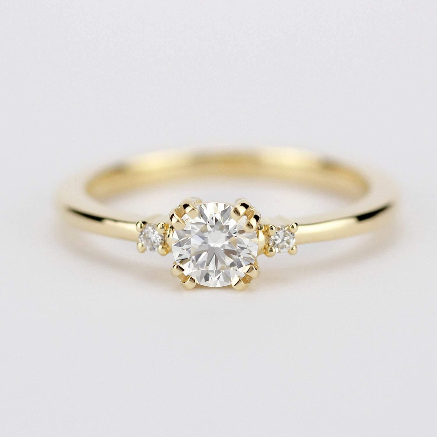 engagement ring diamond, simple classic engagement ring | R238WD - NOOI JEWELRY