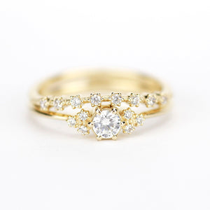 engagement ring set, wedding ring set, stacking rings, diamond engagement ring set, minimalist ring set, minimalist engagement ring, - NOOI JEWELRY