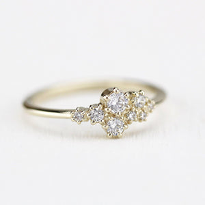 Cluster engagement ring white diamonds | unique engagement ring - NOOI JEWELRY