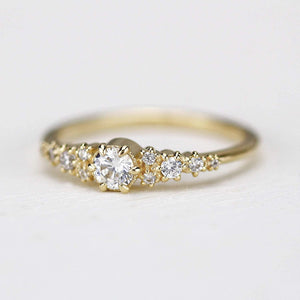 cluster engagement ring round diamonds | Simple engagement ring - NOOI JEWELRY