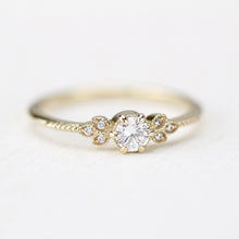 Load image into Gallery viewer, round diamond engagement ring, diamond engagement ring,  art deco engagement ring, dainty ring, vintage diamond engagement ring - NOOI JEWELRY