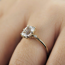 Load image into Gallery viewer, diamond engagement ring, emerald cut engagement ring, minimalist engagement ring, engagement ring, delicate ring, unique engagement ring - NOOI JEWELRY