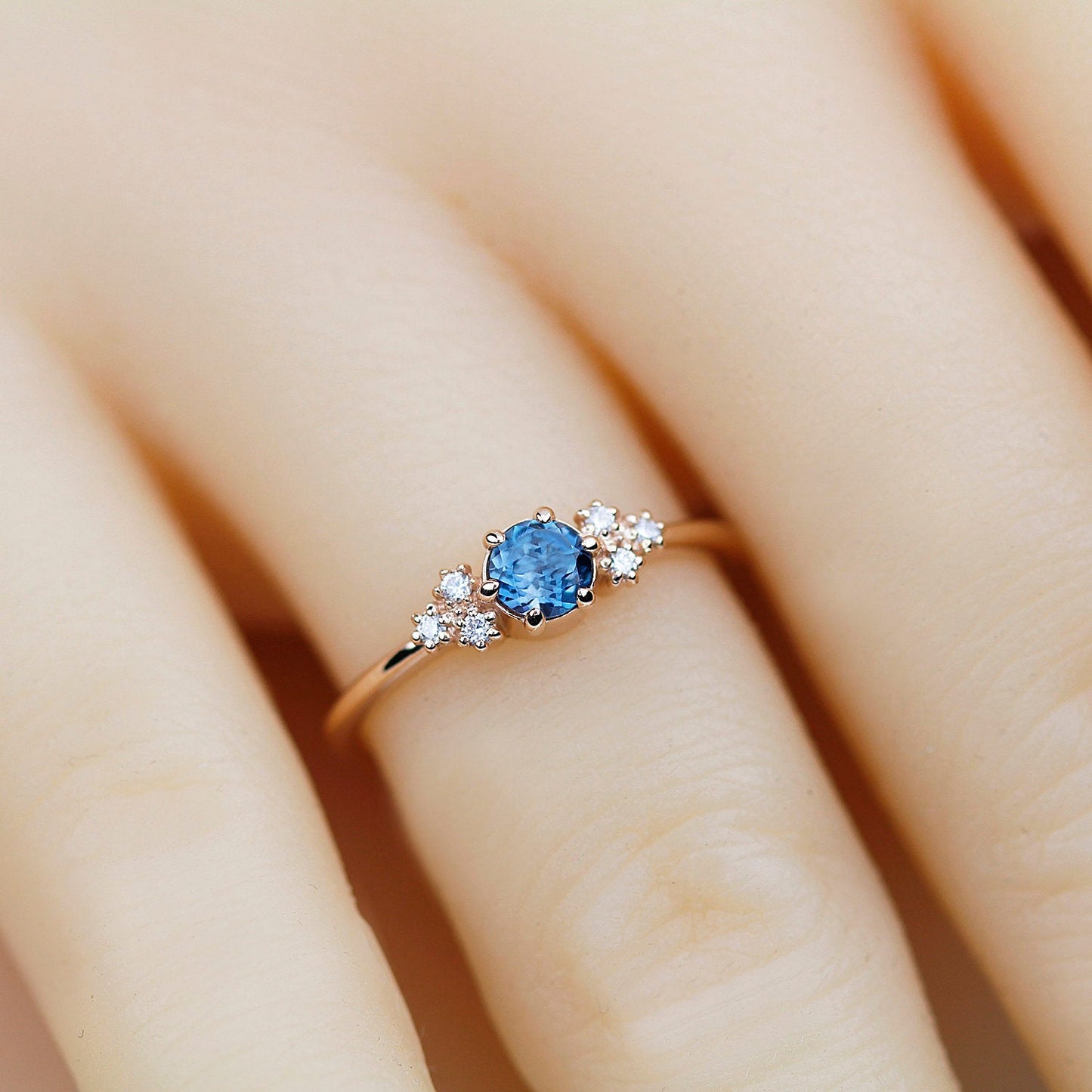 diamond and London blue topaz engagement ring - NOOI JEWELRY